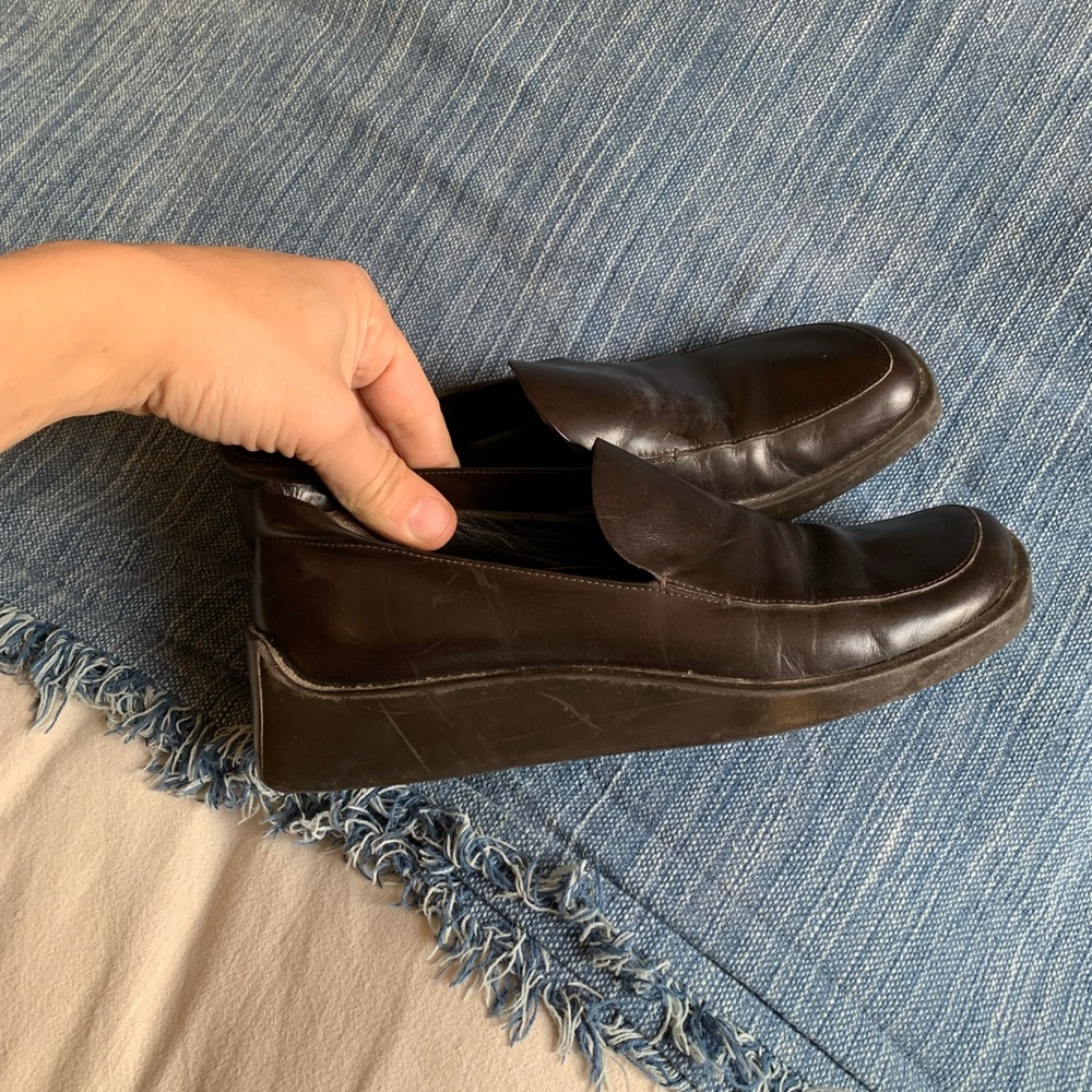 Prada Women’s  Dark Brown Leather Trappeur Vintage Loafers - Picture 2 of 4